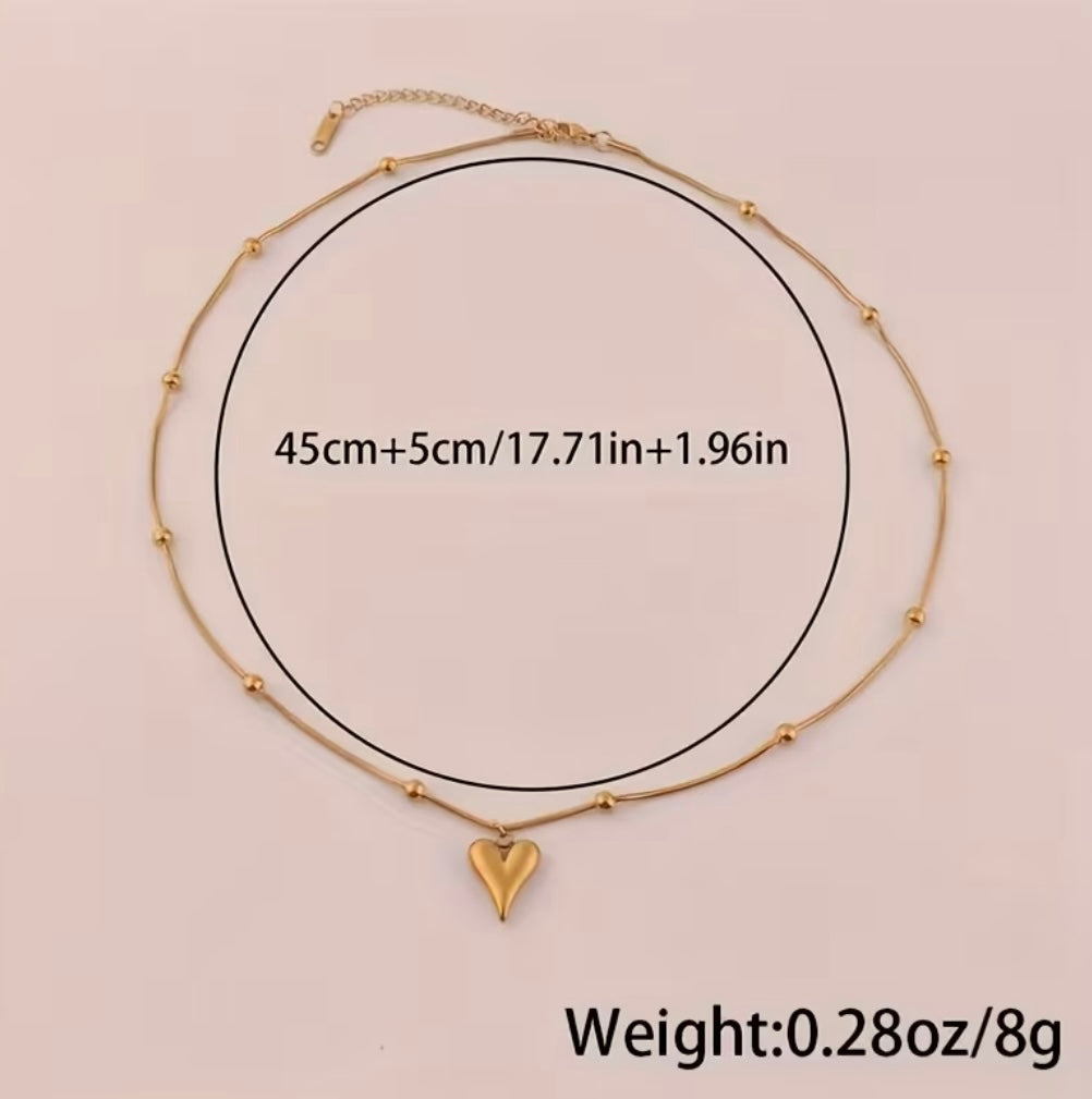 Elegant Golden-Tone Heart Pendant Necklace