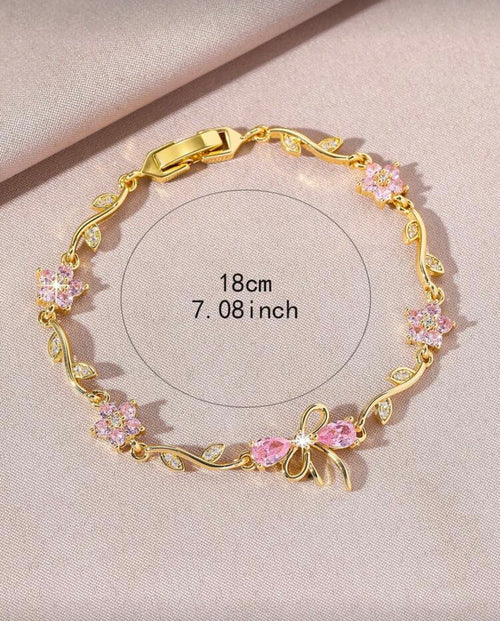1pc High Quality Shiny Zirconia
Tennis Bracelet With Flower & Leaf
Unique Design