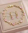 Pink Crystal Luxury Bracelet & Earrings Set