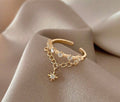 1pc Fashionable New Arrival European And American Style Alloy Chain Geometric Ring, Open Adjustable Ring