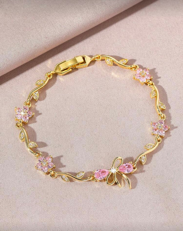 1pc High Quality Shiny Zirconia
Tennis Bracelet With Flower & Leaf
Unique Design